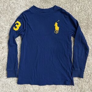 Ralph Lauren Boys Long Sleeve Polo Shirt Size 6 Navy Blue Big Pony #3